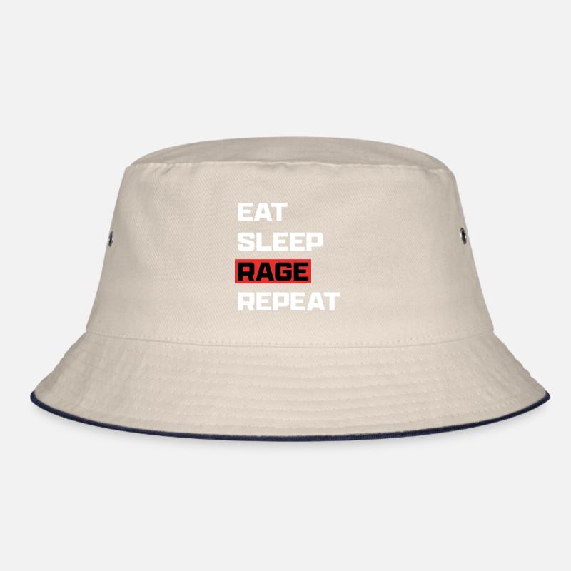 Eat Sleep Rage Repeat White Bucket Hat