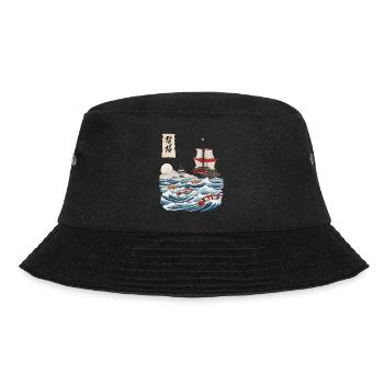 Sushi Ukiyo-E Japan Fischfang Aesthetic Design - Bucket Hat - Schwarz - Vorne - Lela (165cm)