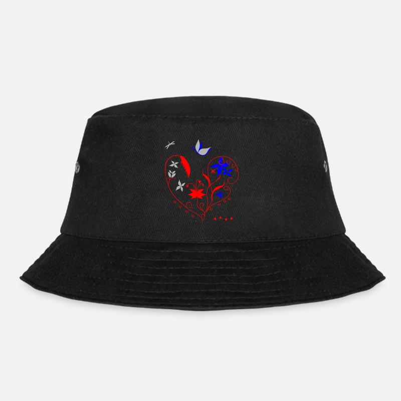 Herz mit Ornamenten - Bucket Hat - Schwarz