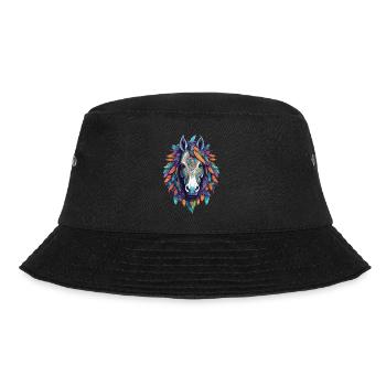 Spirituelles Pferd Mandala Kunstwerk - Bucket Hat - Schwarz - Vorne - Lela (165cm)
