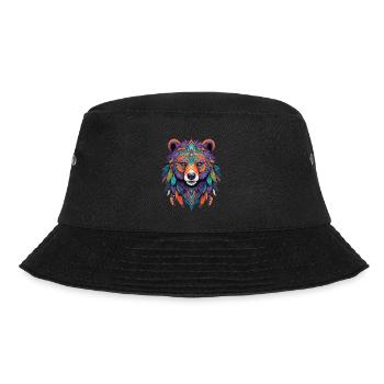 Spirit Bär Mandala Federn Esoterik Design - Bucket Hat - Schwarz - Vorne - Lela (165cm)