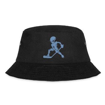Alien Ice Hockey Player Silhouette Minimalist - Bucket Hat - black - Front - Lela (165cm)