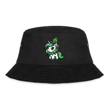 Cute comic cartoon unicorn St. Patrick's Day style - Bucket Hat - black - Front - Lela (165cm)