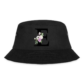 Lila Blumenbuchstabe E - Bucket Hat - Schwarz - Vorne - Lela (165cm)