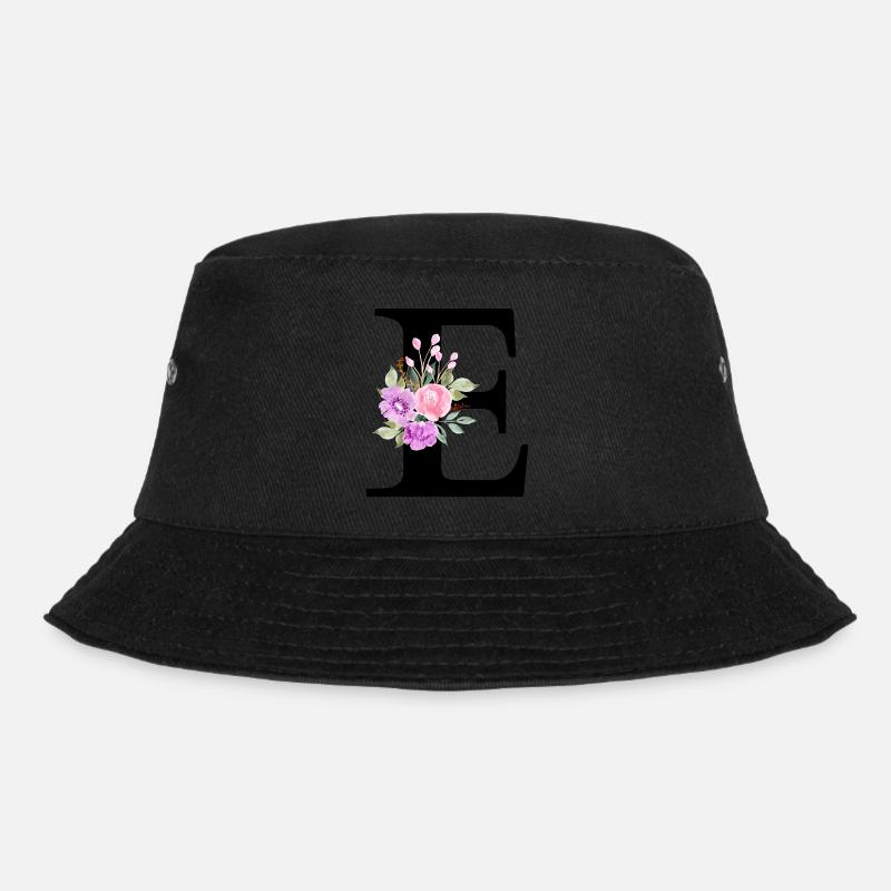 Lettre e floral violet - Bob - noir