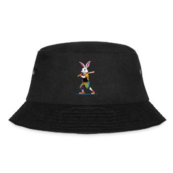 Baseballspieler Osterhase Streetwear Lustiges - Bucket Hat - Schwarz - Vorne - Lela (165cm)
