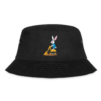 Easter Bunny Excavator Driver Funny Easter Eggs Digging - Bucket Hat - black - Front - Lela (165cm)