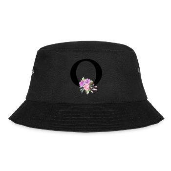 Lila Blumenbuchstabe O - Bucket Hat - Schwarz - Vorne - Lela (165cm)