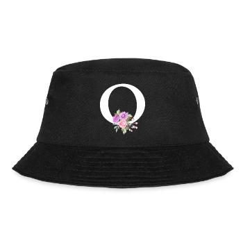 Lila Blumenbuchstabe O - Bucket Hat - Schwarz - Vorne - Lela (165cm)