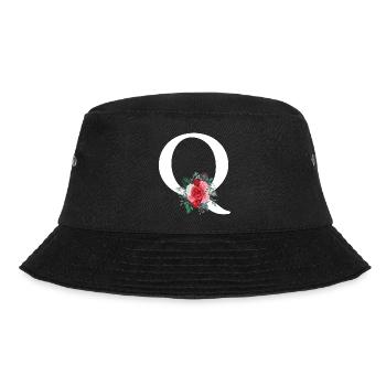 Roter Blumenbuchstabe Q - Bucket Hat - Schwarz - Vorne - Lela (165cm)