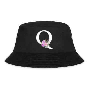 Lila Blumenbuchstabe Q - Bucket Hat - Schwarz - Vorne - Lela (165cm)