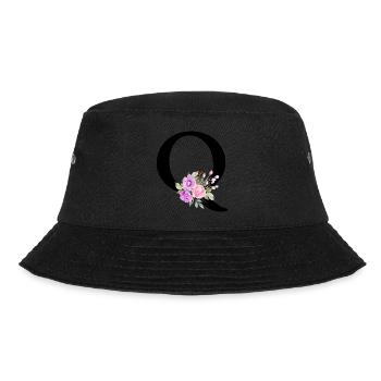 Lila Blumenbuchstabe Q - Bucket Hat - Schwarz - Vorne - Lela (165cm)