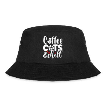 Kaffee Katzen und Chillen - Bucket Hat - Schwarz - Vorne - Lela (165cm)