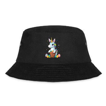 Lustiges Einhorn Osterhase Süßes Ostereinhorn - Bucket Hat - Schwarz - Vorne - Lela (165cm)