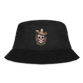 Iconic Sugar Skull Mexico Streetwear Design - Bucket Hat - black - Front - Lela (165cm)