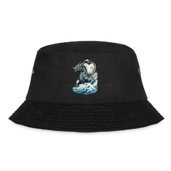 Vintage Ukiyo-E Kunst Japanischer Drache Design - Bucket Hat - Schwarz - Vorne - Lela (165cm)