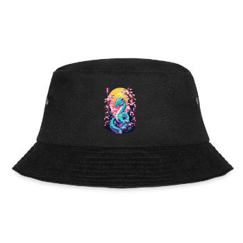 Vintage Vaporwave Art Japanese Dragon Design - Bucket Hat - black - Front - Lela (165cm)