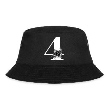 Nummer 4 Schwarze Blumen - 4. Blumenjubiläum - Bucket Hat - Schwarz - Vorne - Lela (165cm)
