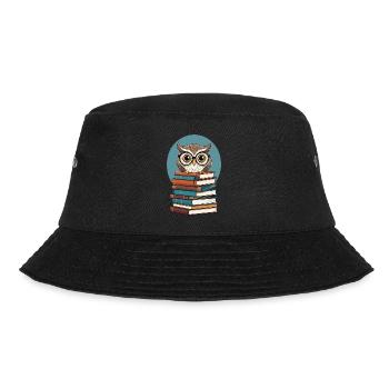 Süße Buch Illustration Eule Bücherliebhaber - Bucket Hat - Schwarz - Vorne - Lela (165cm)