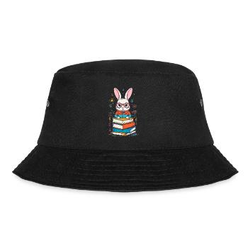Lesender Hase Begeisterter Buchliebhaber Stil - Bucket Hat - Schwarz - Vorne - Lela (165cm)