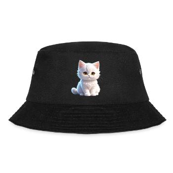 Cute white kitty - Bucket Hat - black - Front - Lela (165cm)