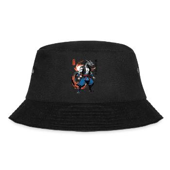 Dragon Samurai Vintage Ukiyo-e Style Artwork - Bucket Hat - black - Front - Lela (165cm)