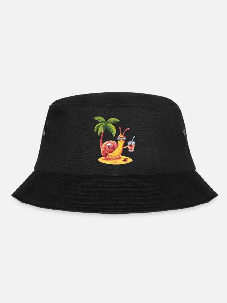 Schnecke Sommer Strand Comic - Bucket Hat - Schwarz