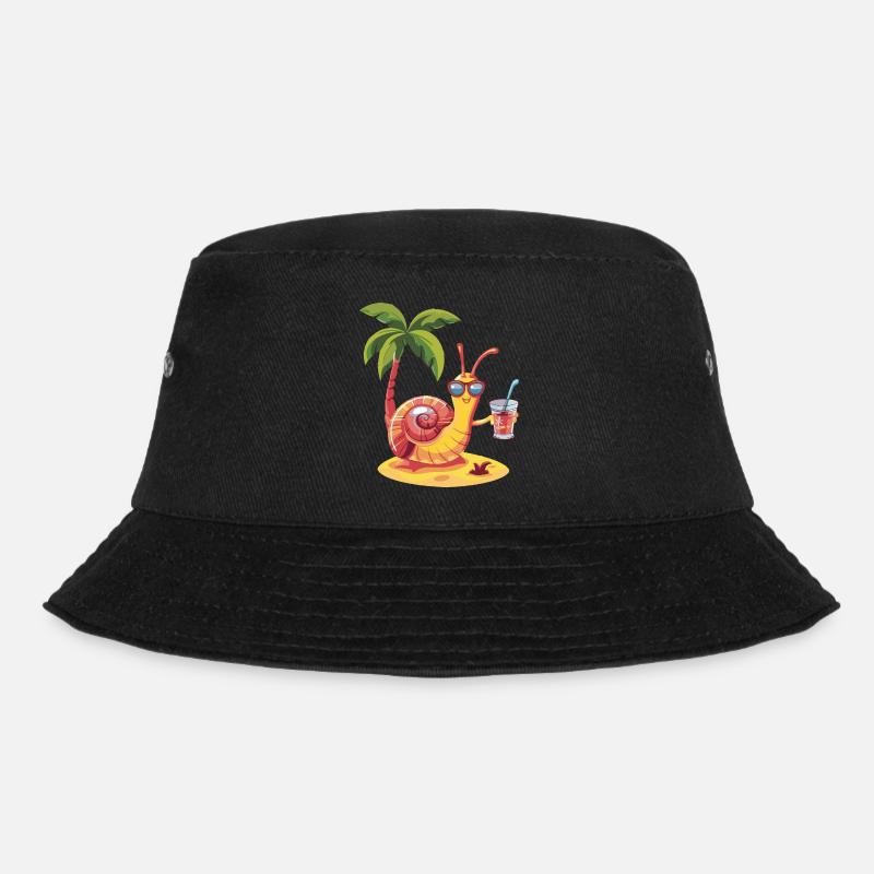 Schnecke Sommer Strand Comic - Bucket Hat - Schwarz