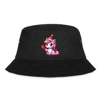 Süßes Einhorn Erdbeere Skurril Sommer Fruchtig - Bucket Hat - Schwarz - Vorne - Lela (165cm)