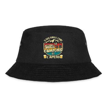 Camping et apéro humour campeur cadeau vintage - Bob - noir - Devant - Lela (165cm)