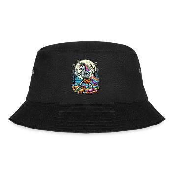 Lustiges Einhorn Skelett Liegt Süßigkeiten - Bucket Hat - Schwarz - Vorne - Lela (165cm)