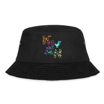 KIAN - Schöner Jungen Name mit Dinosaurier - Bucket Hat - Schwarz - Vorne - Lela (165cm)