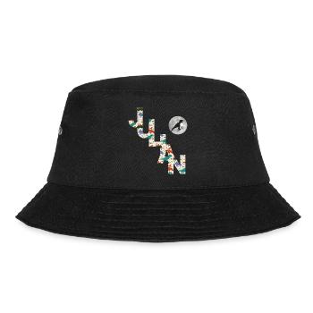JULIAN - Schöner Jungen Name mit Dinosaurier - Bucket Hat - Schwarz - Vorne - Lela (165cm)