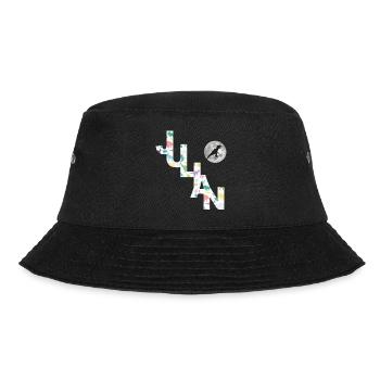 JULIAN - Schöner Jungen Name mit Dinosaurier - Bucket Hat - Schwarz - Vorne - Lela (165cm)