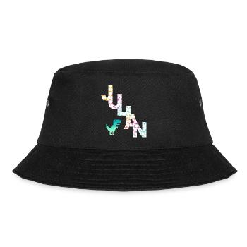 JULIAN - Schöner Jungen Name mit Dinosaurier - Bucket Hat - Schwarz - Vorne - Lela (165cm)