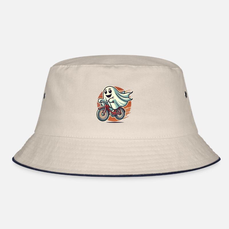 Bicycle Riding Ghost Funny Ghost Bucket Hat