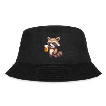 Raccoon Beer Pixel - Bucket Hat - black - Front - Lela (165cm)