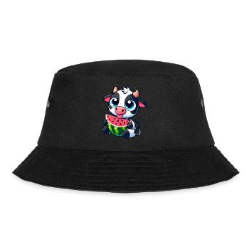 Süße Kuh Ochse Bulle Wassermelone Sommer Früchtig - Bucket Hat - Schwarz - Vorne - Lela (165cm)