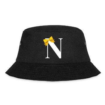 Buchstabe n gelbe Schleife - Bucket Hat - Schwarz - Vorne - Lela (165cm)