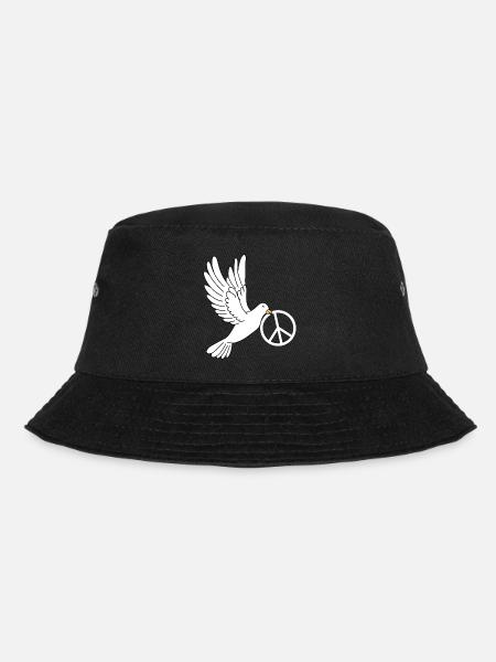 Friedenstaube mit Peacezeichen - Bucket Hat - Schwarz