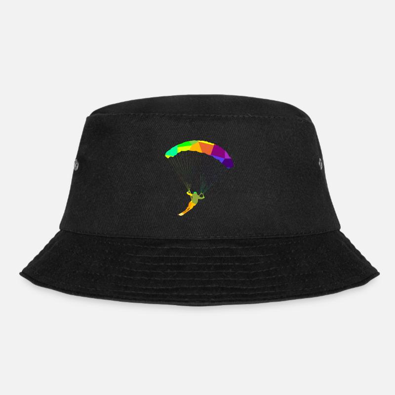 Ski Paragliding Regenbogen Farben Polygon Sport - Bucket Hat - Schwarz