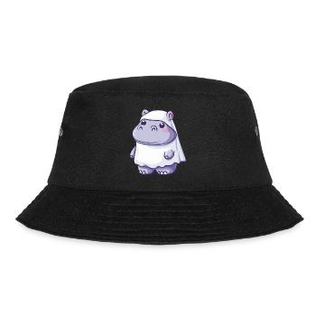 Nilpferd Halloween Lustig Geist - Bucket Hat - Schwarz - Vorne - Lela (165cm)