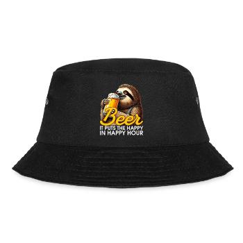 Happy Hour Beer Sloth Gift - Bucket Hat - black - Front - Lela (165cm)