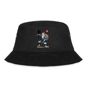 Samurai Katze Vintage Ukiyo-E Asiatischer Stil - Bucket Hat - Schwarz - Vorne - Lela (165cm)