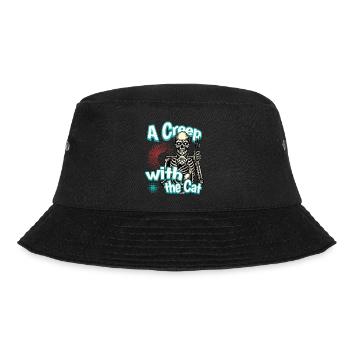 Halloween Skeleton with Cat - A Creep with the Cat - Bucket Hat - black - Front - Lela (165cm)