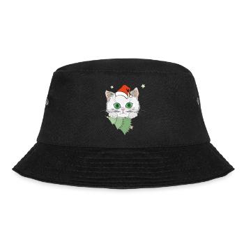 Katze mit Weihnachtsbaum - Bucket Hat - Schwarz - Vorne - Lela (165cm)