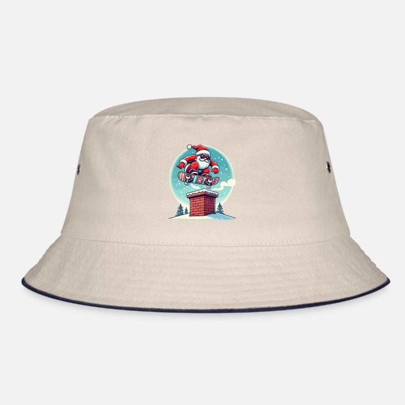 Skateboardender Weihnachtsmann Spaßiger Winter Bucket Hat