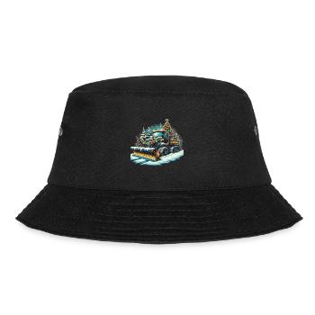 weihnachtlicher scWinter Weihnachten Schneeräummas - Bucket Hat - Schwarz - Vorne - Lela (165cm)