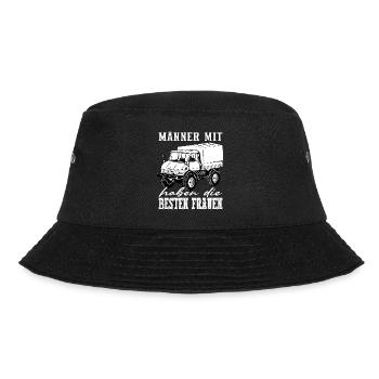 Männer mit Unimog - Offroad - Universal Motorgerät - Bucket Hat - Schwarz - Vorne - Lela (165cm)