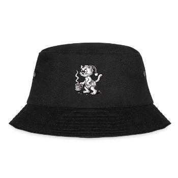 Mürrische Katze Weihnachten Kaffeeliebhaber - Bucket Hat - Schwarz - Vorne - Lela (165cm)
